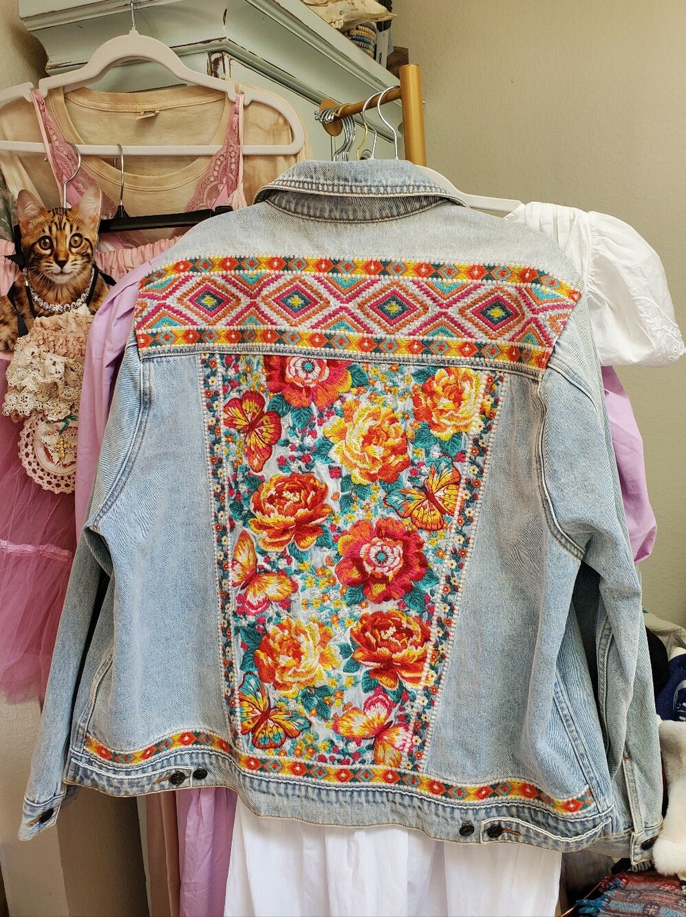 Savanna Jane RARE Deadstock Embroidered Back Denim Jacket Size 2X